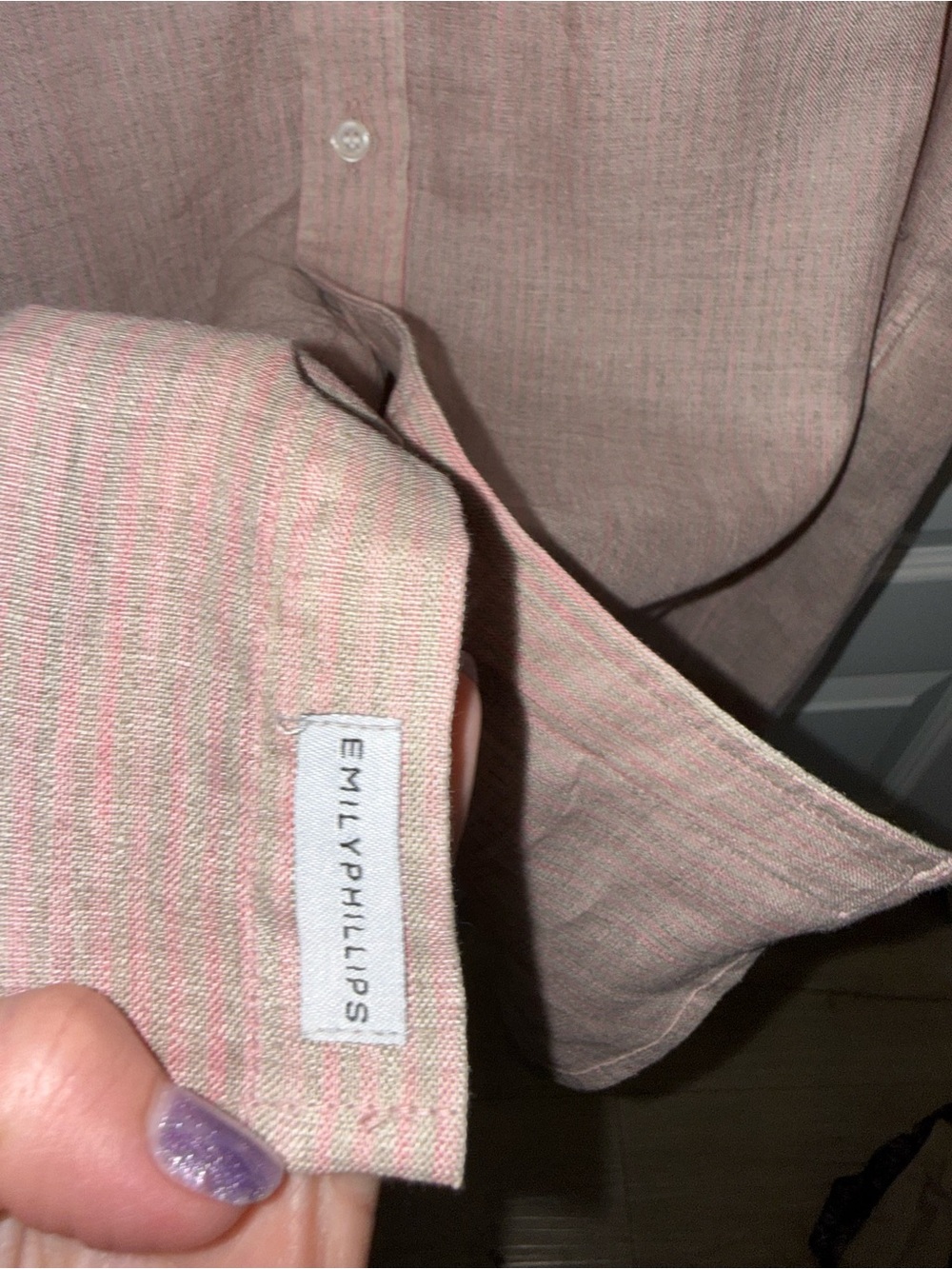 NWT Emily Phillips 100% Linen Button Front Dress Pink Striped NWT Size 4 (6/8) - Picture 7 of 8